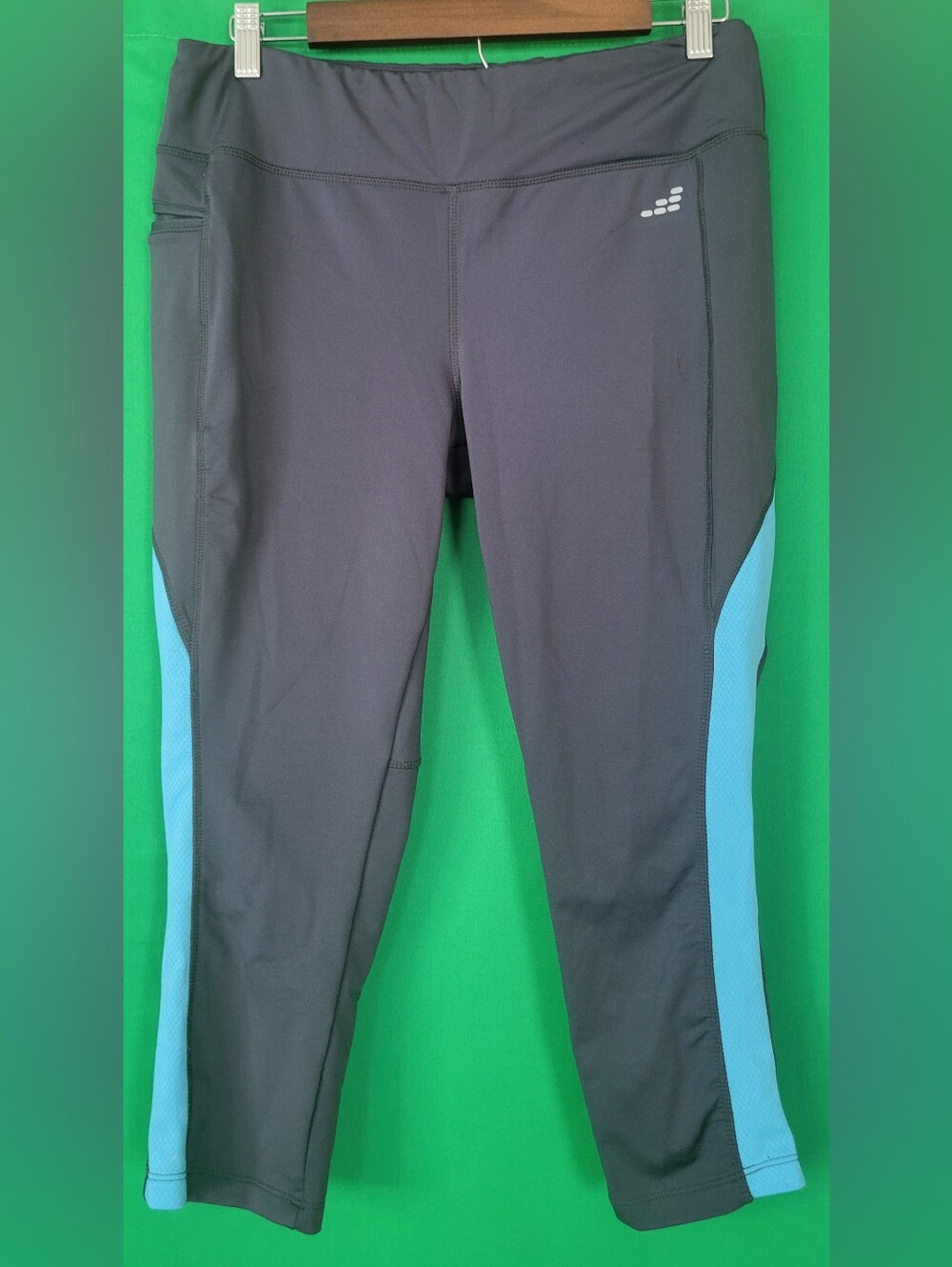 Athletic Capri Leggings Blue Side Panels Bcg Sz Large Running Women Performance
